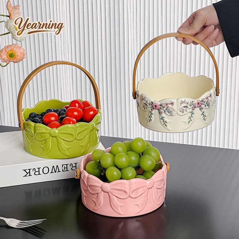 Snacks Food Gift Baskets - Corbeille à fruits en céramique haut