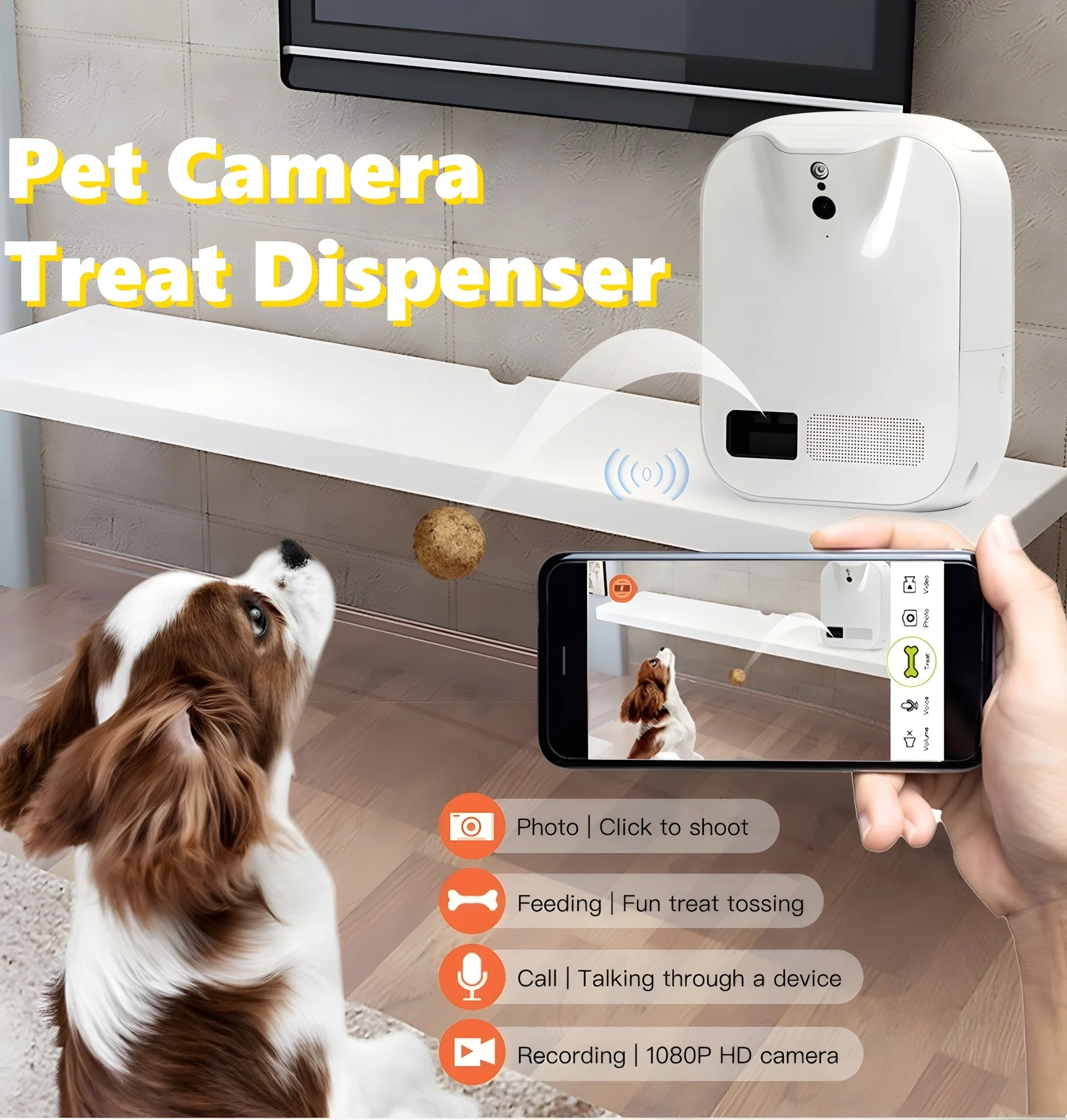 Snacks Food Video - Caméra d'alimentation intelligente pour animaux de