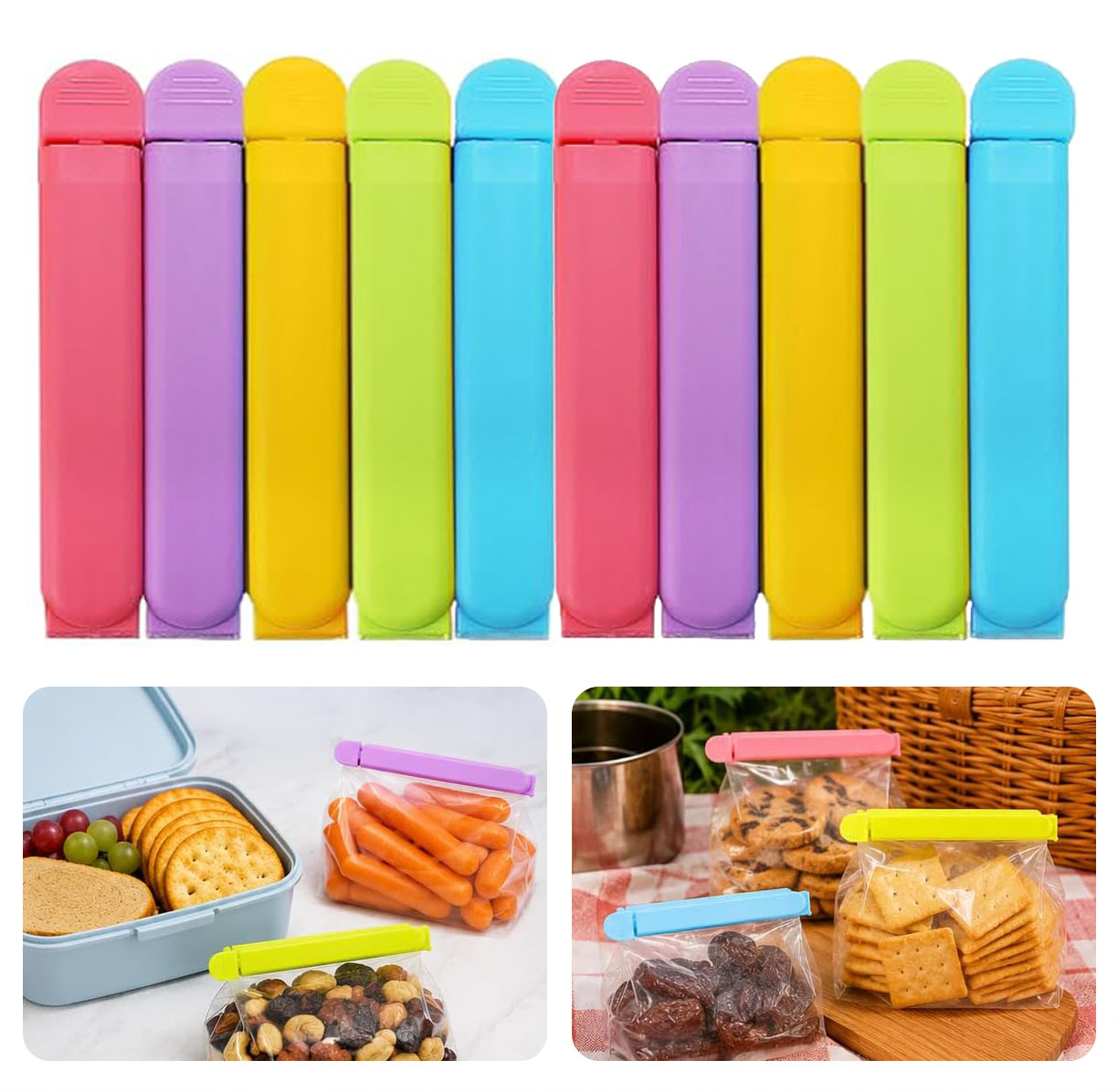 Snacks Food Gift Baskets - Clips de conservation alimentaire colorés –