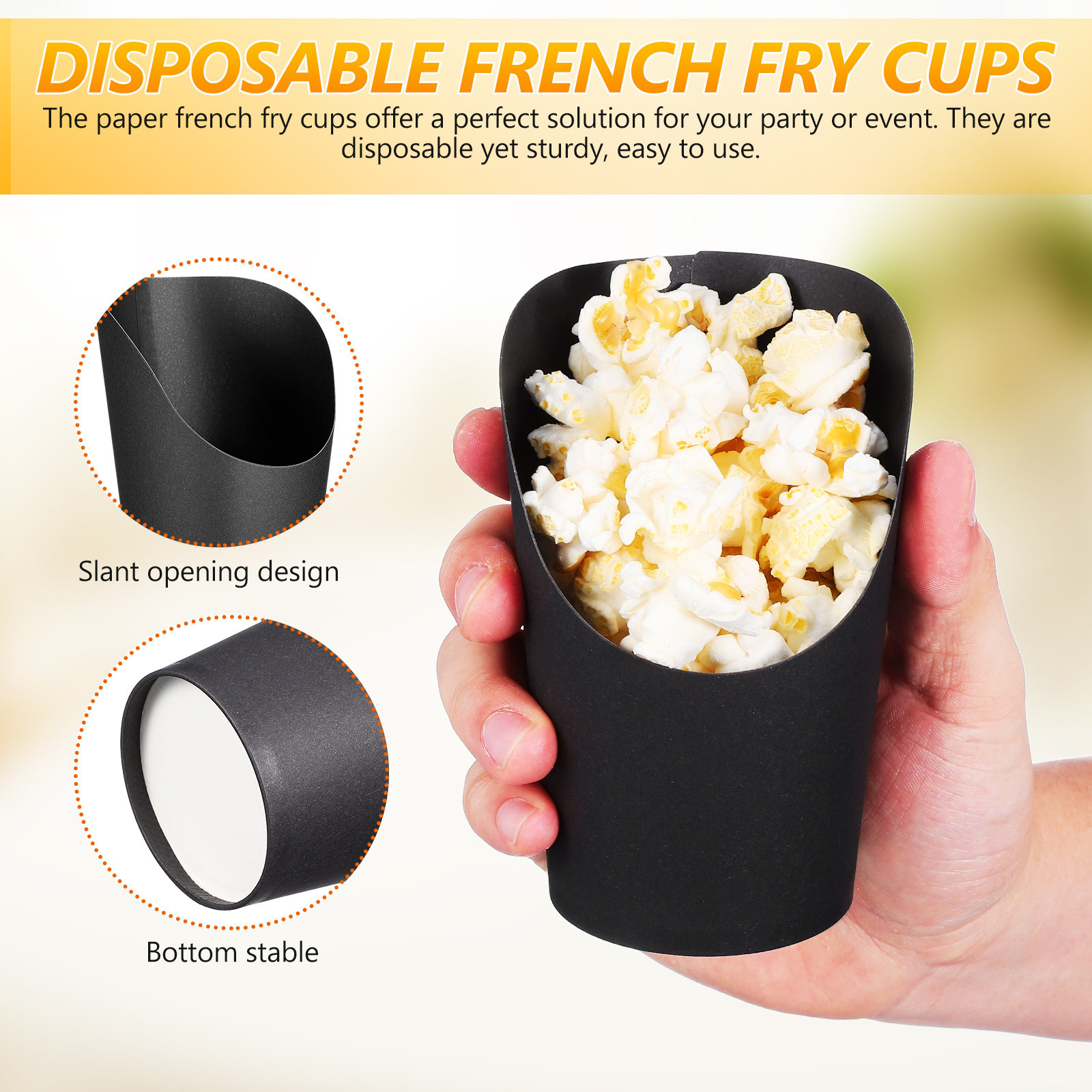 100 gobelets à frites noirs à  - Food Snacks That Are Black avis et prix