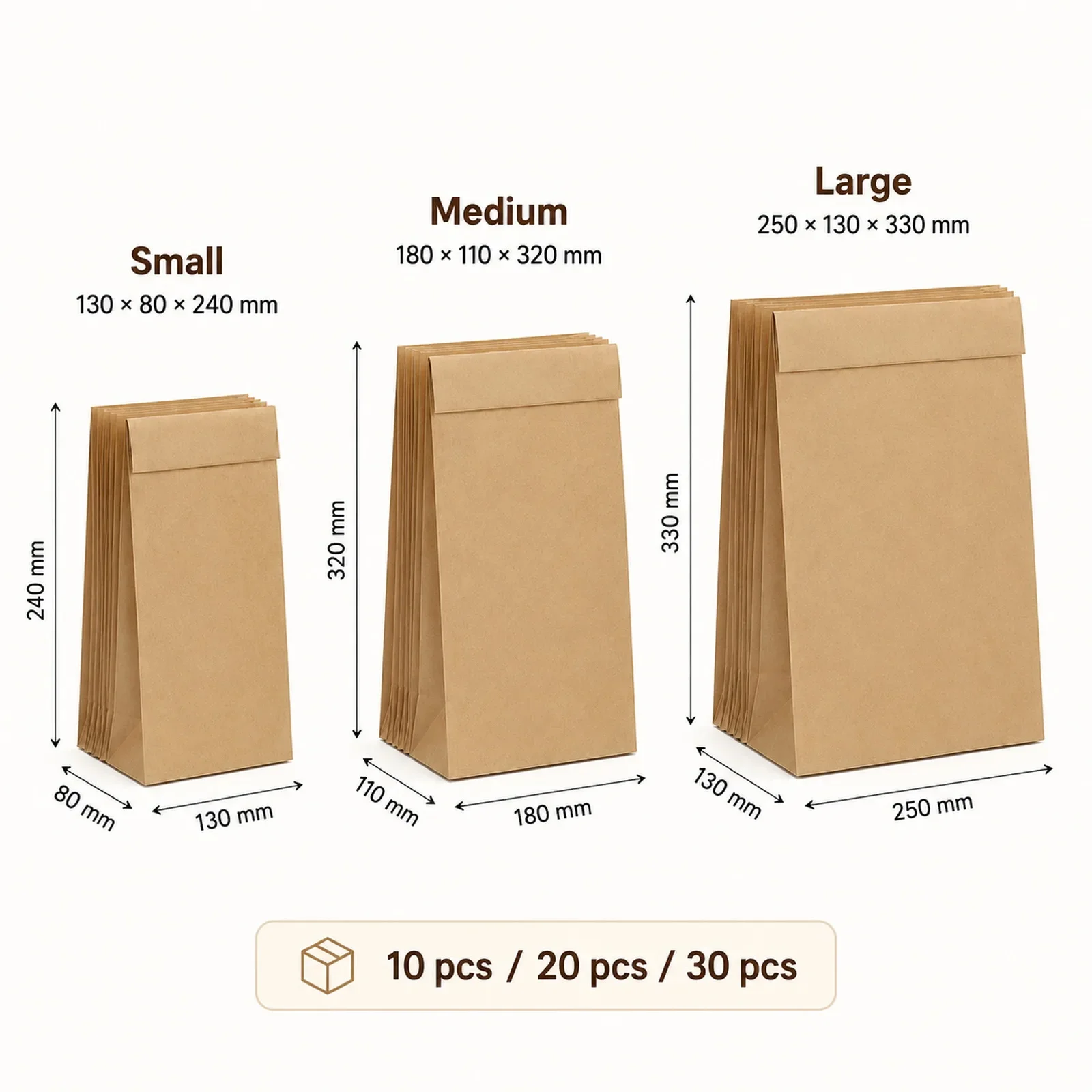 10-30 sacs en papier kraft bru - Food Snacks For School avis et prix
