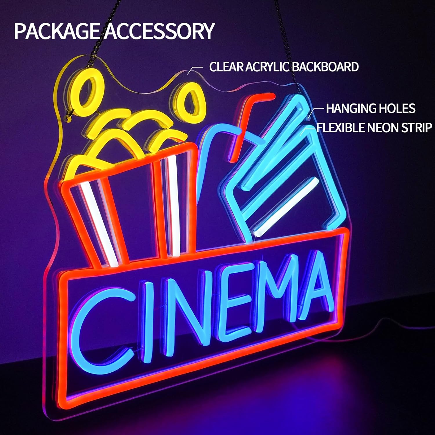 Enseigne néon LED dimmable Pop - Snacks Food Video avis et prix